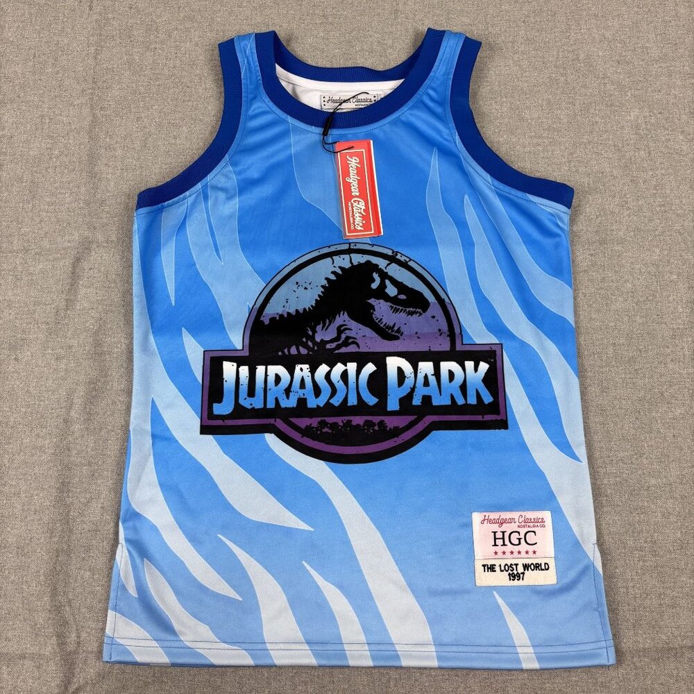 Jurassic Park Blue Tank Top XS By Headgear Classics With Patch Logo Design